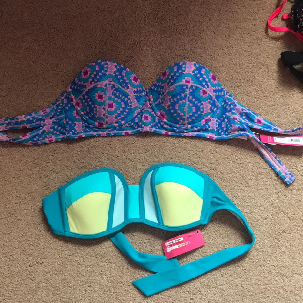 Two Xhlaration strapless bikini tops